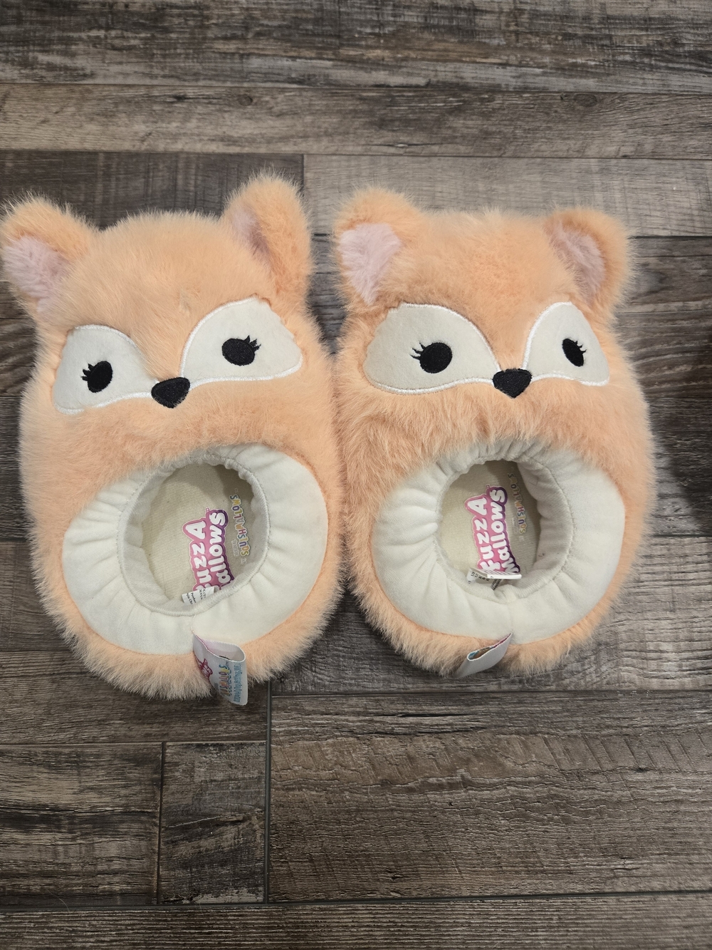 Squishmallows Peach and White Plush Slip-On Fox